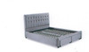 KING PARIS FABRIC OR LEATHERETTE UPHOLSTERED BED WITH DRAWERS - GREY 