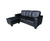 NOWRA 2 SEATER LEATHERETTE  SOFA WITH REVERSIBLE CHAISE  - BLACK