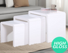 JASON NEST OF 3 STACK ABLE TABLES - HIGH GLOSS WHITE 