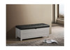 HILTON BLANKET BOX OTTOMAN STORAGE WITH LEATHER UPHOLSTERY - WHITEWASH