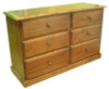 YORK / DRAGON (AUSSIE MADE) TIMBER LOWBOY WITH 6 DRAWERS - 900(H) x 1200(W) - ASSORTED STAINED COLOURS