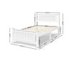 SINGLE TAN  SOLID TIMBER BED FRAME - WHITE 