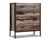 KELLAN INDUSTRIAL TALLBOY CHEST WITH 4 DRAWERS - NATURAL