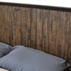 QUEEN HASTINGS RECYCLED TIMBER PANEL  BED - DARK / AGED ROUGH SEWN