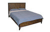QUEEN HASTINGS RECYCLED TIMBER PANEL  BED - DARK / AGED ROUGH SEWN