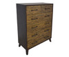 HASTINGS  6 DRAWERS RECYCLED TIMBER TALLBOY CHEST -  DARK / AGED ROUGH SEWN