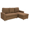 LUMEN  MODULAR  FABRIC SOFA BED WITH STORAGE AND LEFT CHAISE - BROWN