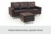 SMITH LEATHERETTE SOFA LOUNGE WITH CHAISE(LF) - SEPARABLE OTTOMAN - BROWN