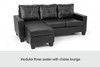 JUMANJI LEATHERETTE SOFA LOUNGE WITH CHAISE(LF) - SEPARABLE OTTOMAN - BLACK