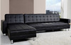 BOROUGH 5 SEATER LEATHERETTE SOFA BED WITH CHAISE (LF) - BLACK