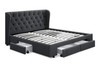 QUEEN MILA  FABRIC BED FRAME WITH 4 STORAGE DRAWERS - (BFRAME-F-MILA-Q-CHA-ABC)-  CHARCOAL