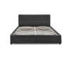 DOUBLE DEVION  FABRIC BED FRAME WITH 4 STORAGE DRAWERS & TUFTED HEADBOARD - CHARCOAL