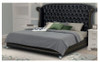 QUEEN VALENCE DESIGNERS LEATHERETTE UPHOLSTERED BED FRAME WITH TUFTED HEADBOARD -  BLACK