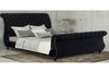 QUEEN  CANNES DESIGNERS FABRIC UPHOLSTERED BED FRAME WITH TUFTED HEADBOARD -  BLACK