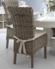 DELAN RATTAN / HARDWOOD DINING CHAIR WITH TIE-ON CUSHION - GREY