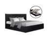 QUEEN LISA LEATHER GAS LIFT BED - BLACK
