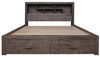 KING MUNICH TIMBER BED WITH UNDER BED STORAGE - GREY STONE