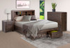 KING MUNICH TIMBER BED WITH UNDER BED STORAGE - GREY STONE