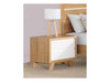 TROVATO (AUSSIE MADE) BEDSIDE TABLE WITH EXTENSION RUNNERS - TASSIE OAK COMBINATION - ASSORTED COLOURS