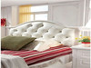 KING SINGLE IRIS REAL LEATHER BEDHEAD WITH FRONT BOARD LIFT & DRAWER  (LS-056 KS) - IVORY WHITE