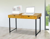 MURIEL WHITE MAPLE COMPUTER DESK WITH 2 DRAWERS - BLACK LEGS / MAPLE TOP