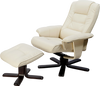 RUPERT LEATHER MASSAGE CHAIR RECLINER WITH FOOTREST - CREAM