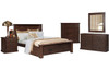 BUSHLAND QUEEN 6 PIECE (THE LOT) BEDROOM SUITE - ( BED WITH 2 END DRAWERS) - ANTIQUE NIGHT
