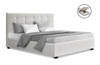 DOUBLE RAFFY LEATHER GAS LIFT STORAGE BED - WHITE