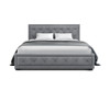KING JUNNIE FRONT GAS LIFT STORAGE LINEN FABRIC BED - GREY