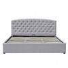 KING HERACLES FABRIC GAS LIFT STORAGE BED WITH HEADBOARD - LIGHT GREY