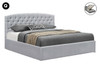 QUEEN HERACLES FABRIC GAS LIFT STORAGE BED WITH HEADBOARD - LIGHT GREY