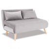 BRONT 3 SEATER FAUX VELVET SOFA BED COUCH - LIGHT GREY