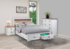 DROVER QUEEN 5 PIECE (DRESSER) BEDROOM SUITE WITH 2 FOOT END DRAWERS - TWO TONE