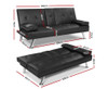TERRAN PU LEATHER 3 SEATER SOFA BED RECLINER LOUNGE - BLACK