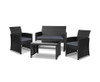 NORMA 4 PIECE OUTDOOR RATTAN  LOUNGE SETTING - BLACK