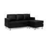 ARIES PU LEATHER SOFA LOUNGE WITH REVERSIBLE CHAISE - BLACK