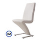 AMARI (SET OF 2) Z-SHAPED LEATHERETTE DINING CHAIR - WHITE