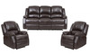 BELLA 3RR + 1R + 1R (5 ACTIONS) LEATHERETTE LOUNGE SUITE - CHOCOLATE / CARAMEL STITCHING (SPECIAL DEAL)