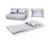 WARLEY 2 SEATER LINEN FABRIC  FLOOR LOUNGE SOFA BED  - LIGHT GREY