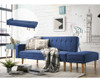  AZALEA FABRIC 3 SEATER  SOFA BED WITH OTTOMAN - BLUE