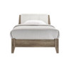 QUEEN BARTEL WOODEN BED FRAME WITH LEATHER HEADBOARD - WHITE & LIGHT OAK