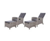 VALTINA (SET OF 2) OUTDOOR RECLINER LOUNGE CHAIR WITH OTTOMAN - GREY