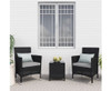 LUCIAN OUTDOOR CHAIRS WITH COFFEE TABLE LOUNGE SET - BLACK