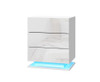 HAMILTON 3 DRAWER BEDSIDE TABLE WITH RGB LED LAMP - HIGH GLOSS WHITE