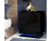 HAMILTON 3 DRAWER BEDSIDE TABLE WITH RGB LED LAMP - HIGH GLOSS BLACK