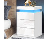 HAMILTON 3 DRAWER BEDSIDE TABLE WITH RGB LED - HIGH GLOSS WHITE