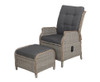 ALMIRA OUTDOOR RECLINER SUN LOUNGE CHAIR WITH OTTOMAN - GREY