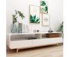 HERLENE TV ENTERTAINMENT UNIT - 1800(W) - WHITE / NATURAL OAK