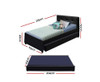 KING SINGLE SIDRA LEATHERETTE BED FRAME WITH SINGLE TRUNDLE - BLACK