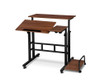 CAMDYN PORTABLE TWIN MOBILE LAPTOP DESK - 800(W) x 300(D) - DARK WOOD